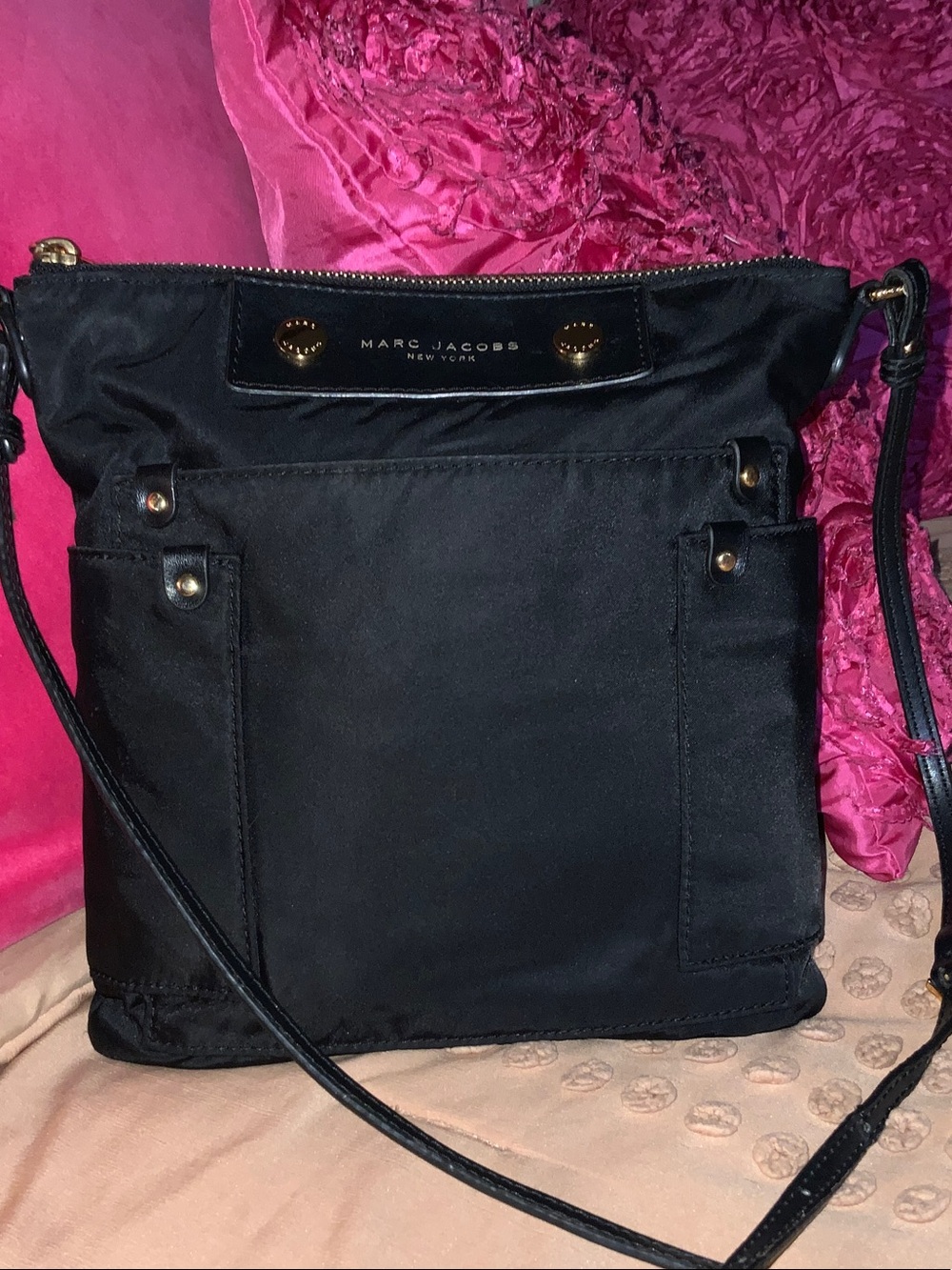 Marc Jacobs Black Nylon Crossbody with Gold-Tone Accents